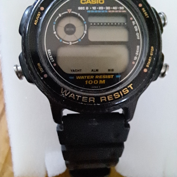 Casio Black Yacht Timer Digital Sports Watch with Gold Accents - Picture 2 of 2